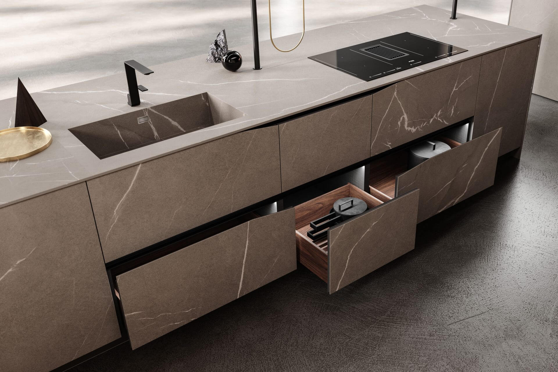 Modèle Elementi - cuisine SNAIDERO haut de gamme Uni-K Concept Intérieur